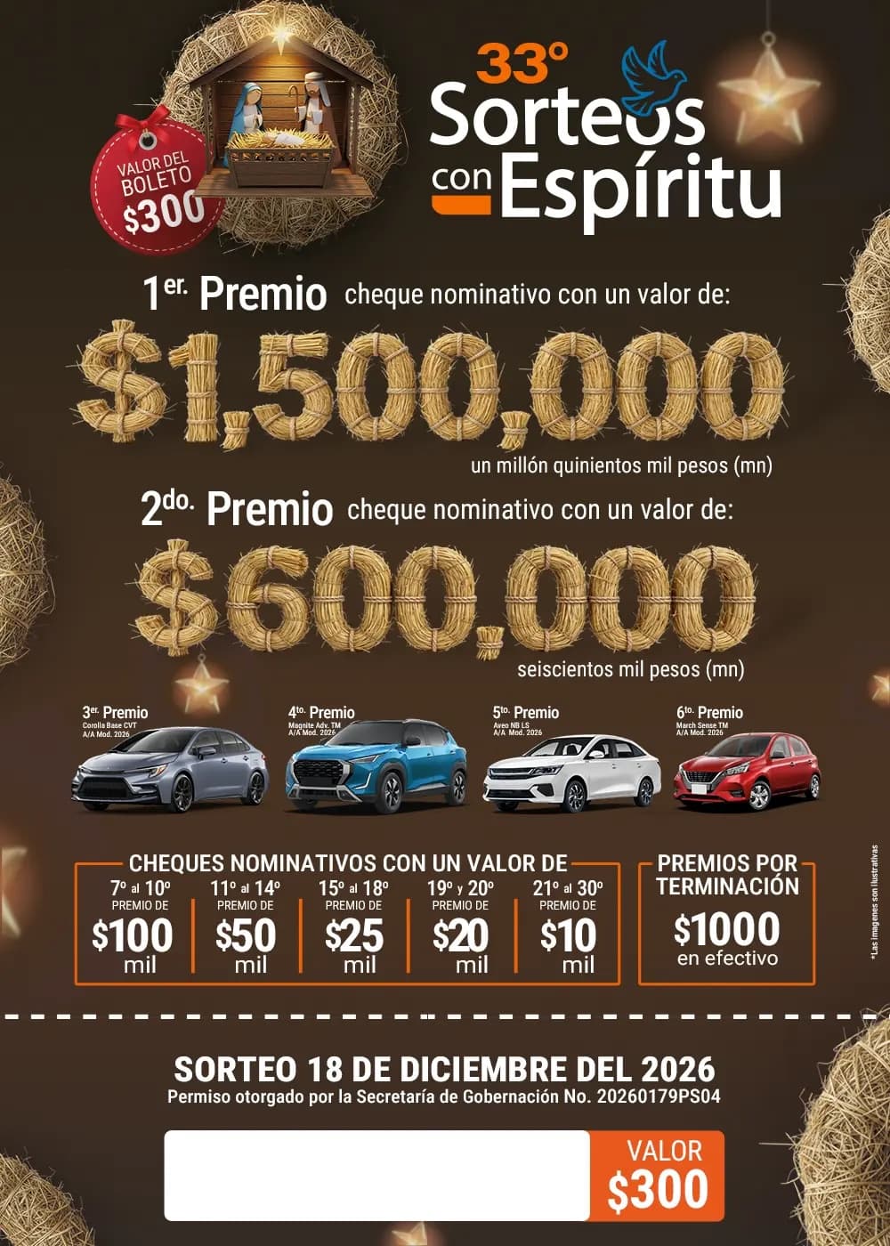 Frente del boleto - Sorteo #33